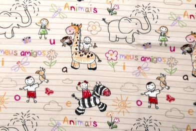 Σεντόνι Μεμονωμένο Μπεμπέ Φανελένιο Λίκνου 80x110εκ. Africa 145 Beige DimCol