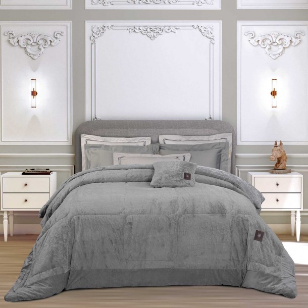 Κουβερτοπάπλωμα Faux Fur King 240x250εκ. Premium 3964 Grey Greenwich Polo Club