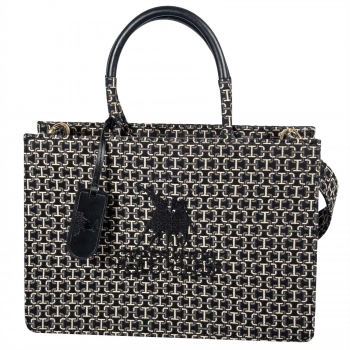 Τσάντα Ζακάρ 36x25x12εκ. Premium 7501 Black-Ecrou Greenwich Polo Club