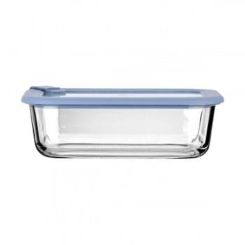 Φαγητοδοχείο Γυάλινο Με Καπάκι Σιλικόνης 1050ml/21,6x16,5x7,4εκ. ColorSeal Μπλε Estia 01-26530