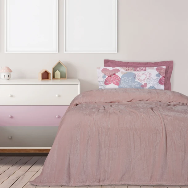 Κουβέρτα Βελουτέ Μονόχρωμη Μονή 160x220εκ. Blankets 1346 Ροζ Das Home
