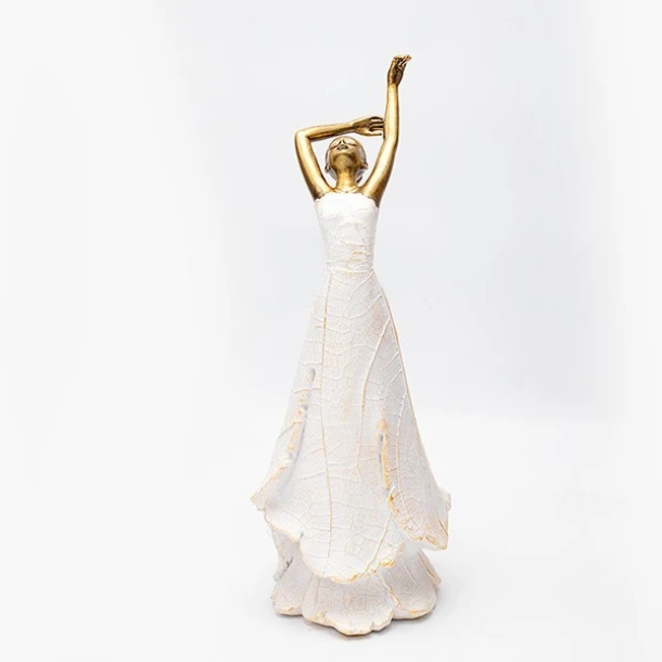 Διακοσμητικό Επιτραπέζιο Γυναίκα Polyresin Λευκό-Χρυσό 12,8x10,1x27,9εκ. ESTHETI 819-00902