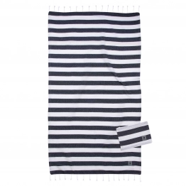 Πετσέτα Θαλάσσης-Παρεό Βαμβακερή 90x170εκ. & Νεσεσέρ Essential 3822 Λευκό-Μαύρο Greenwich Polo Club