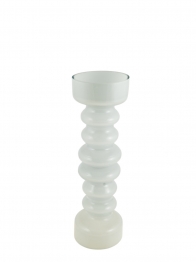Κηροπήγιο Χειροποίητο Φυσητό Γυαλί Λευκό 10,5x34εκ. Zen Collection 25.48.52302