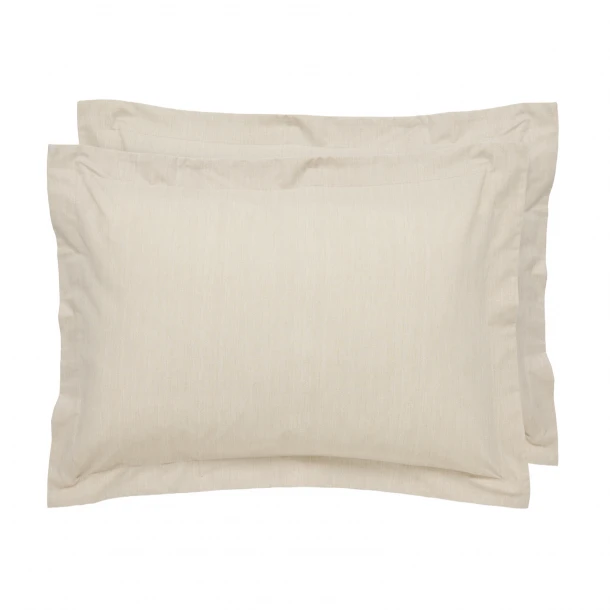 Ζεύγος Μαξιλαροθήκες Polycotton 50x70+5εκ. Oxford Casual 5446 Beige Das Home