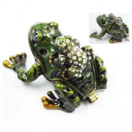 Διακοσμητικό Κουτάκι Μινιατούρα Βάτραχος Πράσινο Με Σμάλτο & Στρας Royal Art 6,5x6x6εκ. BOS13796