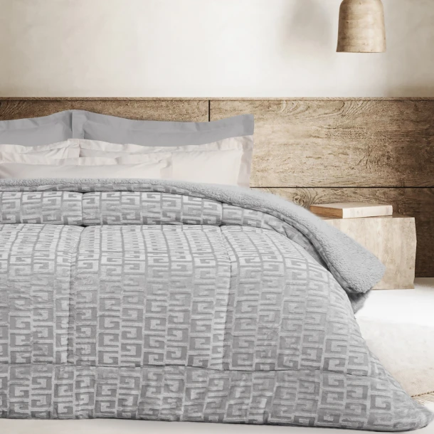 Κουβερτοπάπλωμα Fleece-Sherpa Μονό 160x220εκ. Blankets 1392 Grey Das Home