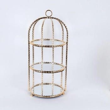 Ορντερβιέρα 3 Όροφη Μεταλλική Με Καθρέπτη Χρυσή 23x51εκ. ESTHETI 754-11026