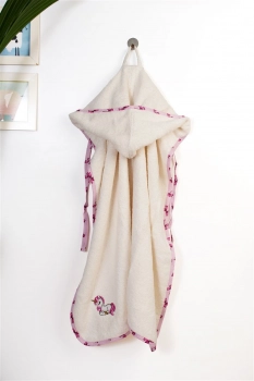 Κάπα Με Κέντημα Bebe 75x85εκ. Unicorn 189 Ecru-Pink Dimcol