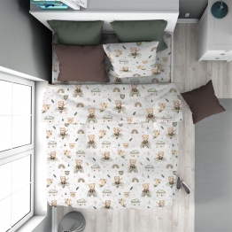 Πάπλωμα Παιδικό Βαμβακερό Μονό 160x240εκ. Cloudy Bear 581 White-Olive DimCol 32111123061