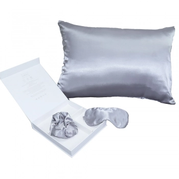 Σετ Ύπνου 3τμχ Pure Saten Silk Μαξιλαροθήκη-Μάσκα Ύπνου-Λαστιχάκι Μαλλιών Dark Grey Melinen 20004963