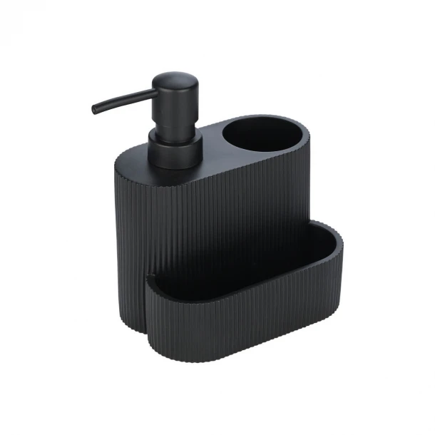 Ντισπένσερ Υγρού Πιάτων Με Θήκη Για Βούρτσα & Σφουγγάρι Μαύρο 16x13x9,5εκ. Estia 01-23560