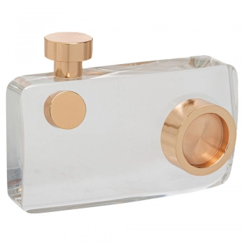 Διακοσμητική Φωτογραφική Μηχανή Κρυστάλλινη Διάφανη-Χρυσή 13x8εκ. iliadis 90124