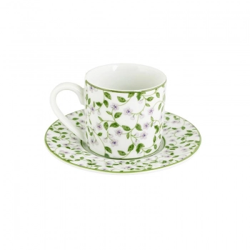 Σετ 6τμχ Φλυτζάνια Καφέ Πορσελάνης Λευκά Με Λουλούδια 90ml Floral Oriana Ferelli PR232450010