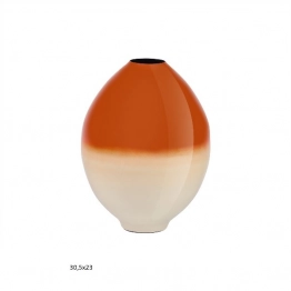 Βάζο Μεταλλικό Εκρού-Πορτοκαλί 23x23x30,5εκ. Capolavoro 22.000.2111