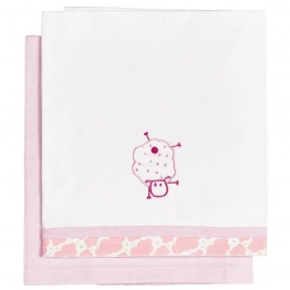 Σετ Σεντόνια 2τμχ Βαμβακερά Λίκνου 80x110εκ. Sheep Ροζ 23091