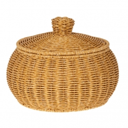 Καλάθι Με Καπάκι Rattan-Πλαστικό Κρεμ iliadis Φ29x21,5εκ. 85957