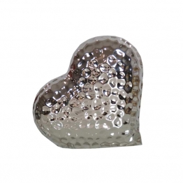 Διακοσμητική Καρδιά Κεραμική Ασημί Art Et Lumiere 16εκ. 09707