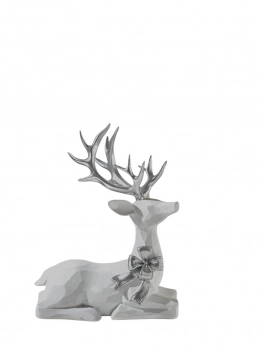 Χριστουγεννιάτικος Διακοσμητικός Τάρανδος Polyester Λευκός-Ασημί 14,5x9x8,5εκ. Zen Collection 25.42.51983