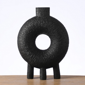 Βάζο Ανάγλυφο Polyresin Μαύρο ESPIEL 30x8,5x40,5εκ. FIK423