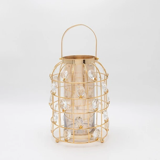 Φανάρι Μεταλλικό-Γυάλινο Χρυσό 20x27εκ. ESTHETI 819-00251