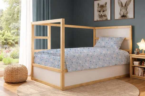 Σετ Σεντόνια 2τμχ Βαμβακερά Μονά 160x240εκ. Rabbit Garden 584 Sky Blue Dimcol
