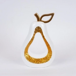 Διακοσμητικό Αχλάδι Polyresin Λευκό-Χρυσό 16,8x8,5x24,8εκ. ESTHETI 752-28608