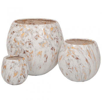 Κασπώ Σετ 3τμχ Fiber Glass Λευκό-Χρυσό 40x40εκ.-28x28εκ.-18x18εκ. iliadis 89215