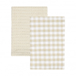 Σετ 2τμχ Πετσέτα Κουζίνας Βαμβακερή 45x65εκ. Casa Μπεζ Estia 01-36003