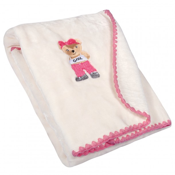 Κουβέρτα Βελουτέ Κούνιας 110x140εκ. Essential Baby 8839 Ιβουάρ-Ροζ Greenwich Polo Club