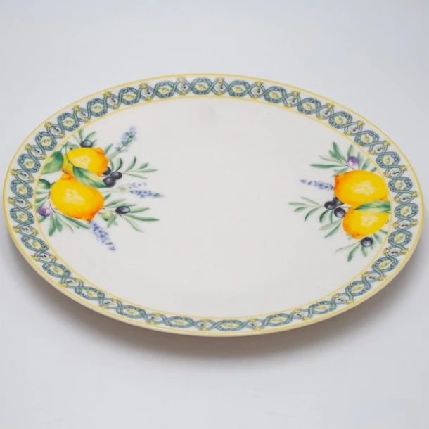 Πιάτο Ρηχό Φαγητού Πορσελάνης Λευκό-Multi Με Λεμόνια 26εκ. ESTHETI 820-00021