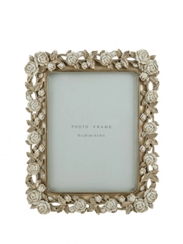 Κορνίζα Polyester Σαμπανί Με Μπεζ Τριαντάφυλλα 15x20εκ. Zen Collection 25.50.52356