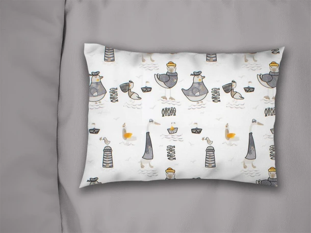 Μαξιλαροθήκη Bebe Φάκελος Βαμβακερή 35x45εκ. Seabirds 578 White-Grey DimCol