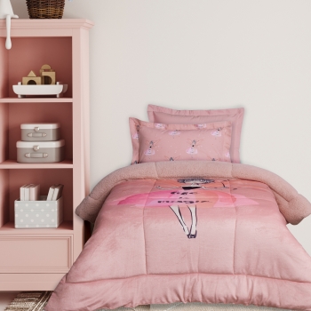 Κουβερτοπάπλωμα Fleece-Sherpa Μονό 160x220εκ. Kid 4973 Pink Das Kids