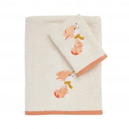 Σετ Πετσέτες 2τμχ Βαμβακερές Με Κέντημα Fun 4978 Ivory-Teracotta Das Baby