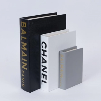 Διακοσμητικό Κουτί Βιβλίο Σετ 3τμχ Ξύλινο Μαύρο-Λευκό-Γκρι 21,5x6x30εκ. ESTHETI 752-17072