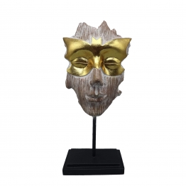 Διακοσμητικό Επιτραπέζιο Προσωπείο Polyresin Μπεζ Με Χρυσή Μάσκα ESPIEL 13x8,2x28,5εκ. FIG232