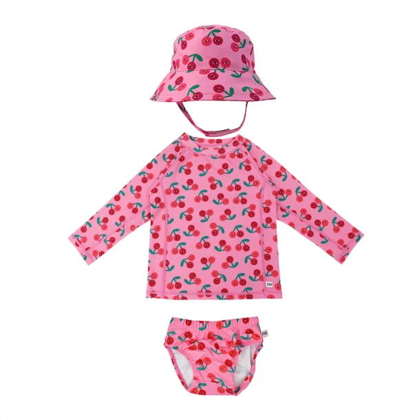 Σετ Μαγιό Πάνα Με Καπέλο Και Μπλούζα UV 12-24μηνών Cherry Zoocchini ZOO16025