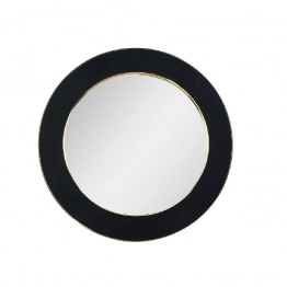 Καθρέπτης Τοίχου Στρογγυλός Βελούδινος Μαύρος-Χρυσός 60εκ. ESPIEL ECO609