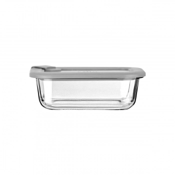 Φαγητοδοχείο Γυάλινο Με Καπάκι Σιλικόνης 370ml/16,3x12,3x6,2εκ. ColorSeal Γκρι Estia 01-26400