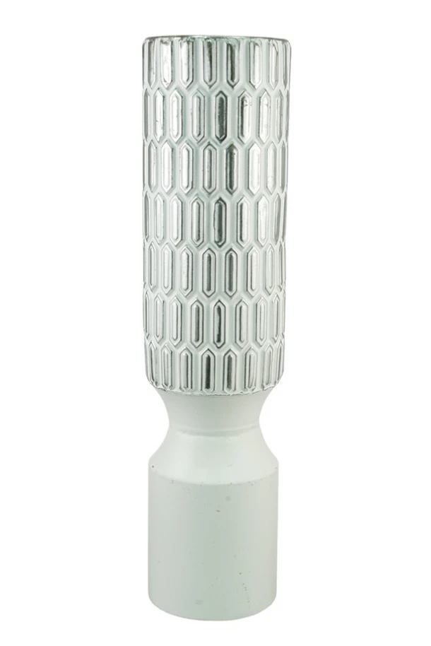 Βάζο Μεταλλικό Ασημί-Λευκό 13x13x51εκ. Zen Collection 24.38.51031