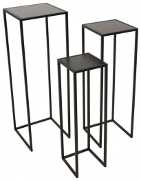 Σταντ-Ανθοστήλη Σετ 3τμχ Μεταλλική Μαύρη 20x20x67εκ.-25x25x77εκ.-30x30x88εκ. Art Et Lumiere 30594