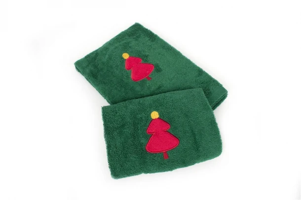 Χριστουγεννιάτικο Σετ Πετσέτες 2 τεμ Βαμβακερό Christmas Tree Πράσινο DimCol