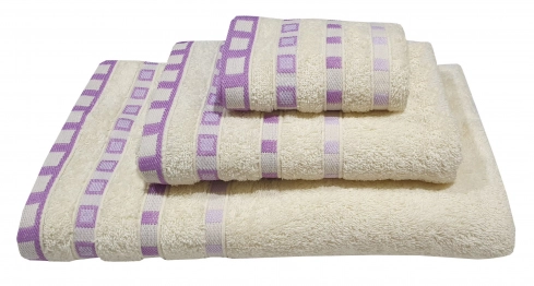 Πετσέτα Βαμβακερή Ζακάρ Χεριών 30x50εκ. Cream-Lilac Komvos Home 7000011-11