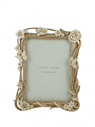 Κορνίζα Polyester Σαμπανί Με Μπεζ Λουλούδια 15x20εκ. Zen Collection 25.50.52358