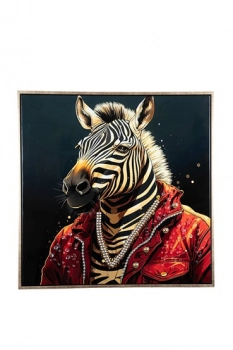 Πίνακας Καμβάς Ζέβρα Με Χρυσή Κορνίζα 62,5x2,8x62,5εκ. Zen Collection 24.14.50590