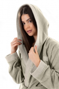 Μπουρνούζι Με Κουκούλα Ενηλίκων Polycotton Extra Large Monogram Khaki Guy Laroche