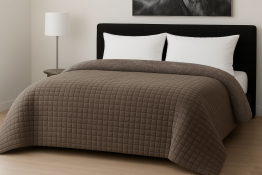 Κουβερτοπάπλωμα Flannel Comfort Μονό 160x220εκ. Rib Cut Mocca Le Blanc 7001044-23