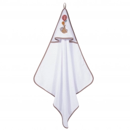 Κάπα Βαμβακερή Με Κέντημα Bebe 80x80εκ. Essential 8850 Λευκό-Καφέ Greenwich Polo Club