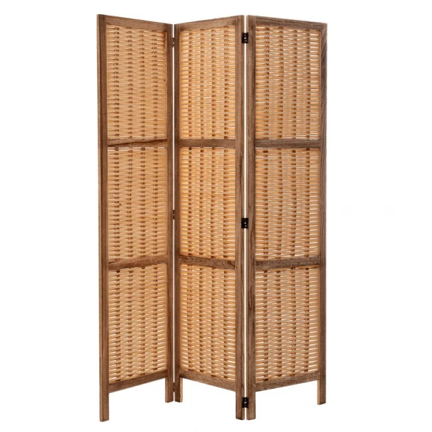 Παραβάν 3 Φυλλο Αντικέ Καφέ Με Πλέξη 120x170εκ. iliadis 90104